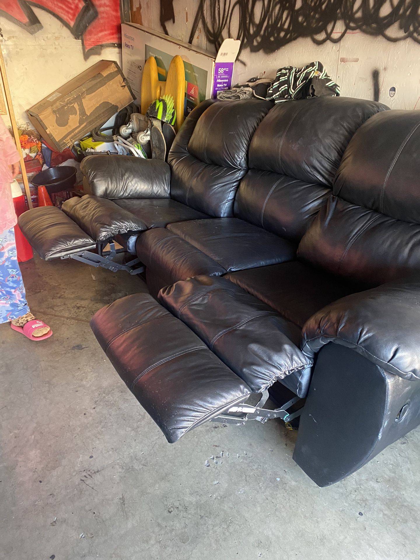 Leather Couch Double Recliner