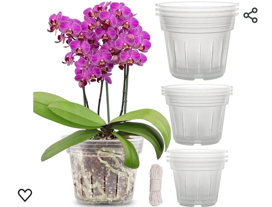 
REMIAWY Orchid Pot, 9 Pack Orchid Pots with Holes, 3 Each of 4.8, 5.7 and 6.4 Inch Clear Orchid Pots for Repotting, Plastic Flower Plant Pot Indoor O