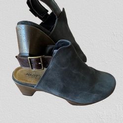 Naot - Suede Block Heel Mules - Upgrade - Dark Grey - EU 37 US 6 - 6.5