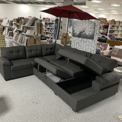 Extended 114” U-Shaped Sleeper Pull Out Sofa Bed Sectional Couch with Storage Chaise