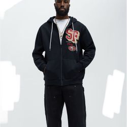 NFL, Men’s 49ers Bold, Black, Full Zipper Hoodie Sweatshirt, Size Small, New With Tags, (5 Available)