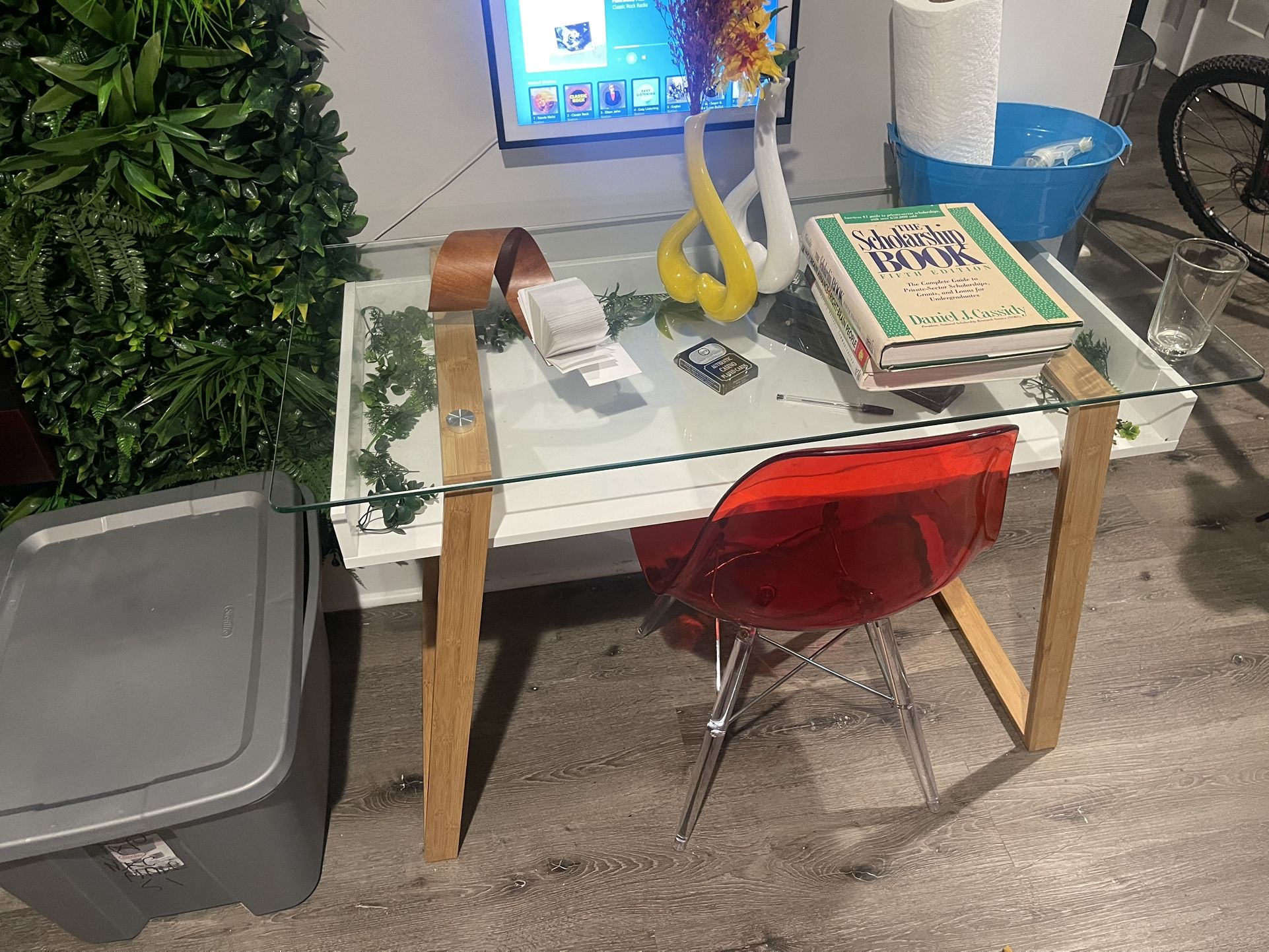 Beautiful Scandinavian Glass & Wood Desk