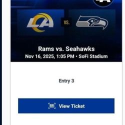 2 TIXS - RAMS VS Seahawks - SEC. 207 - ROW 2-  $160  Each