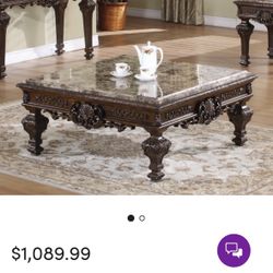 Ornate Marble Top Coffee Table