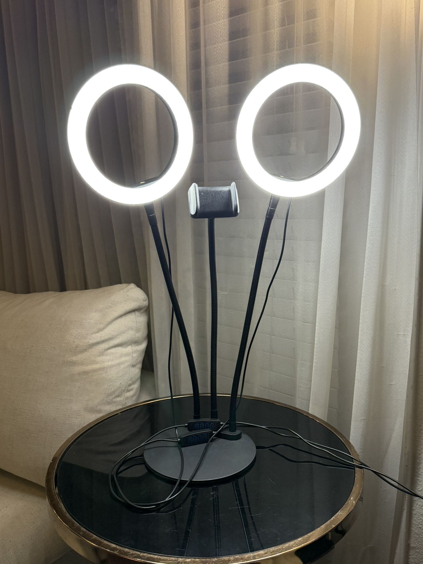 Dual Led Ring Light With Phone Mount And Flexible Arms