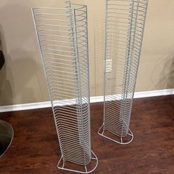 Pair of 36” Metal Wire CD/DVD/Blu-ray Tower Racks – 50 Slots Each, 100 Total Storage Spaces