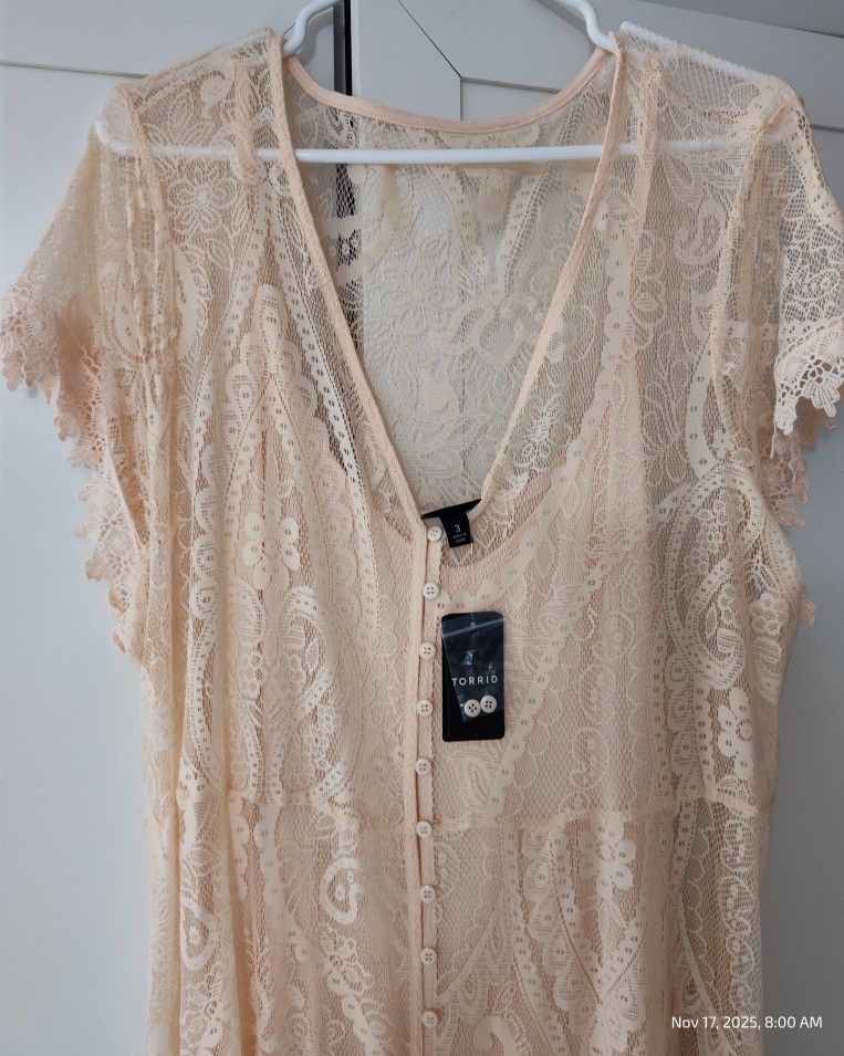 Torrid Lace Maxi Dress Short Sleeve