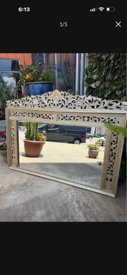 Antique solid wood beautiful 69 x 52 large stunning mirror