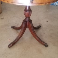 Leather Top Drum Table Lion Head Claw Feet