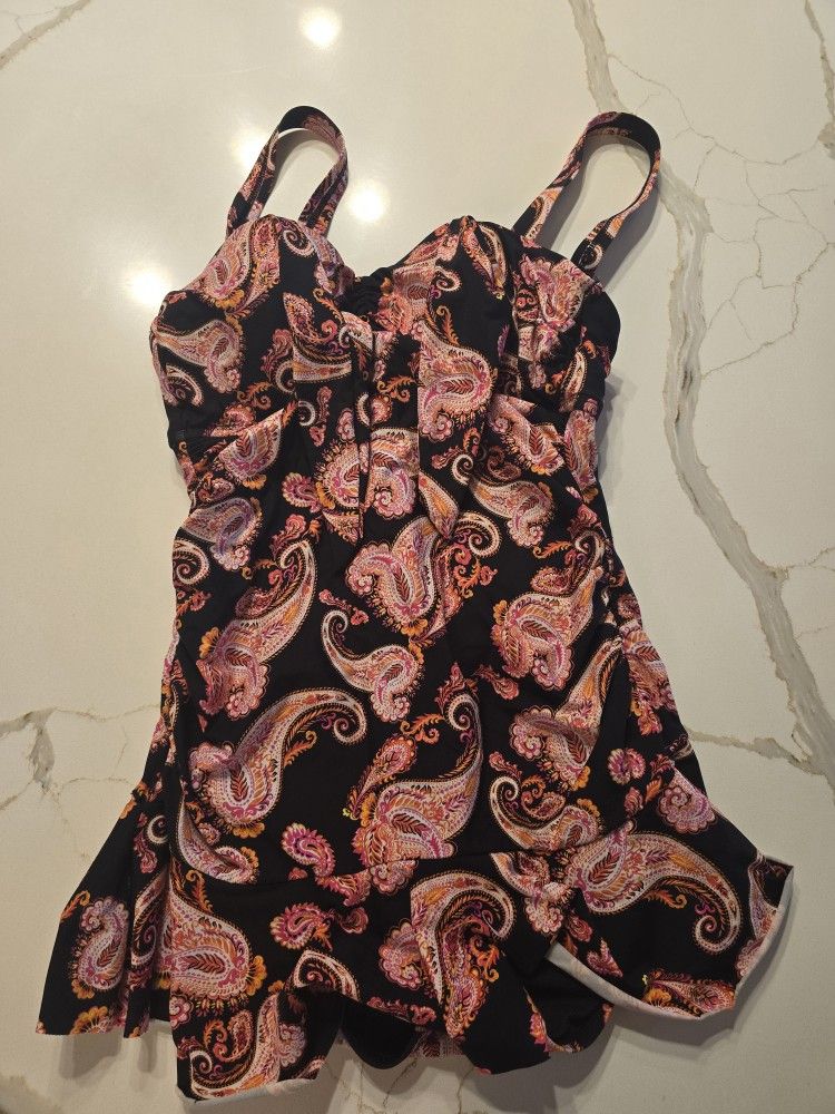 Alex Marie Paisley Print One Piece Swimsuit Women's Size Small