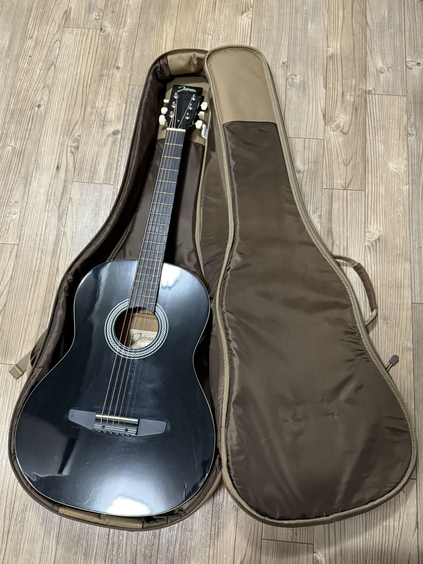 Taylor Guitar Bag With Johnson Acoustic Guitar 
