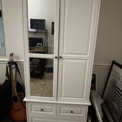 White Mirrored Armoire 