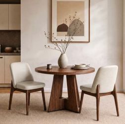 19.7" W Faux Leather Dining Chairs Set of 2, Modern Upholstered Kitchen Chairs with Solid Wood Legs, Easy Clean, Taupe