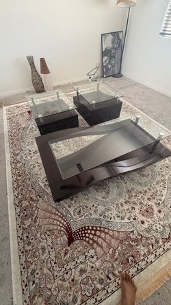 3-Piece Glass Coffee Table Set – Coffee Table + 2 End Tables