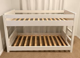 White Wood pottery barn twin over twin bunk