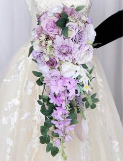 Cascading Bouquets Artificial Wedding Bouquet For Bride Rose Artificial Bridal Bouquet For Boho Rustic Wedding Ceremony Anniversary Tossing Bouquet Pa