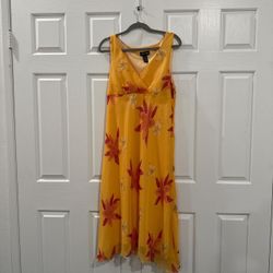 Good Condition | 16 Vintage Yellow Floral Maxi Dress