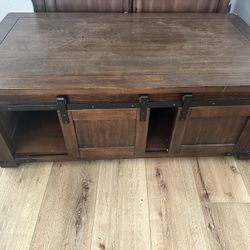 Wood Coffee Table On Rollers 