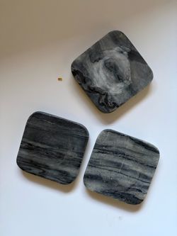 Set of 3 Gray Marble Coasters