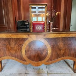 French Louis XV Inlay Burlwood Parquetry Office Desk - 19th Century