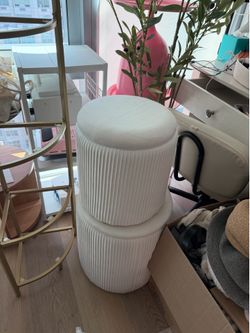 Set of 2 Velvet Storage Ottomans – Like New – $50
