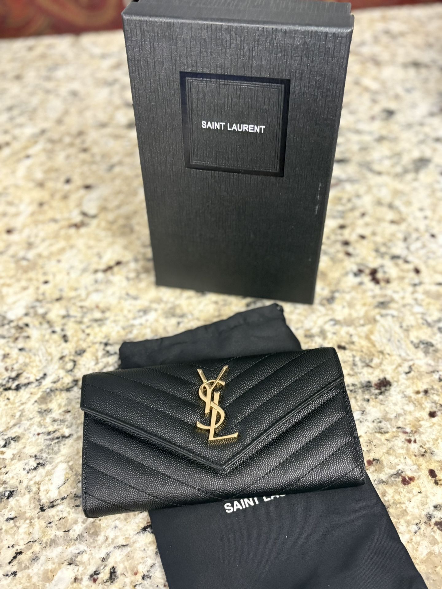 YSL Saint Laurent Cavier Flap Wallet