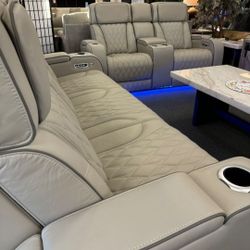 BOYINGTON GRAY POWER RECLINING LIVING ROOM SET