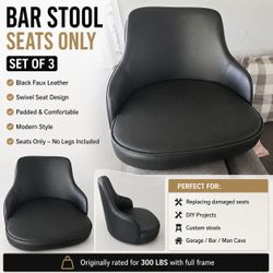 Modern Black Swivel Bar Stool Seat – Replacement / DIY Project