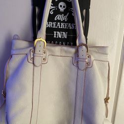 Dooney & Burke Large Leather Purse Or Tote W/ Pink Edging And Gold Tone Buckles