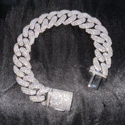 925 Silver Moissanite Cuban Bracelet 