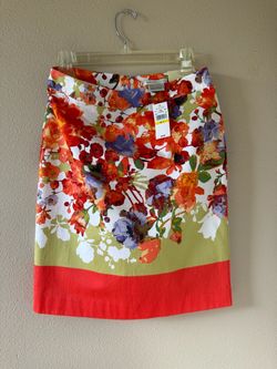 van heusen orange floral skirt sz 2
