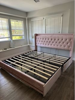 King Bed frame with storage and LED lights