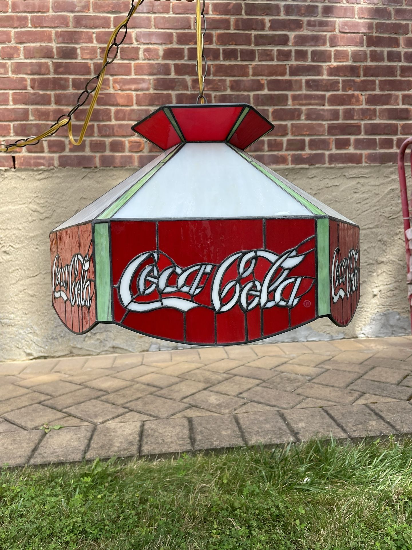 Vintage Coca Cola Stained Glass Hanging Light