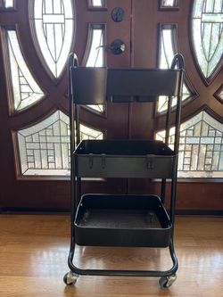 Black 3-Tier Rolling Storage Cart