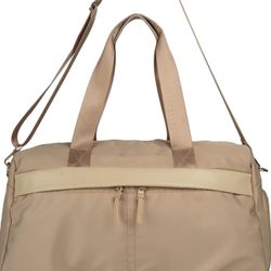 Men's and Women's Travel Bags with Shoe Compartment Sports Tote Gym Bag Wet and Dry Weekend Shoulder Bag (Beige, 18 * 9.5 * 10.24INCH)