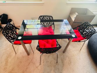 $99 – Glass Dining Table + 4 Chairs – Must Go by Friday