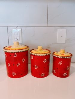 3-piece Red Canister Set