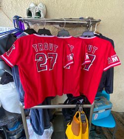 (3) ANGELS RED JERSEYS SZ. Y-XL $25.00 EACH… have only 3