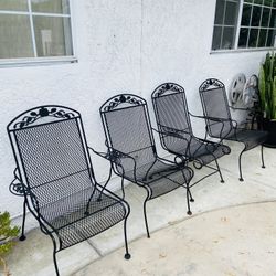 Vintage Wrought Iron Patio Chairs Set Of 4