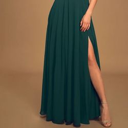 Lulus Picture Perfect Emerald Green Lace Maxi Dress