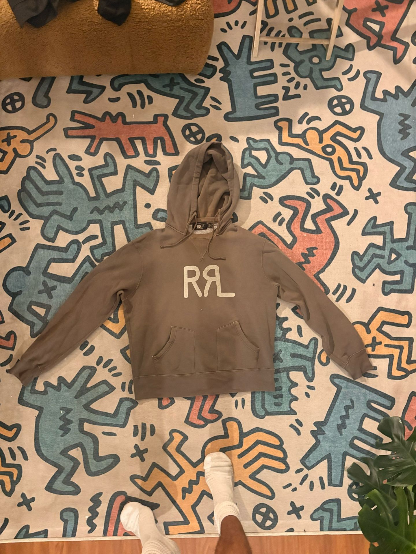 Ralph Lauren Double RL RRL Polo Logo Sweater Hoodie Black Size Large