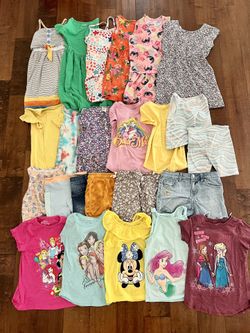 Little Girls 24 Piece Clothes Clothing Bundle Lot Size 6 Disney Gap Primary Dresses Shorts Tops
