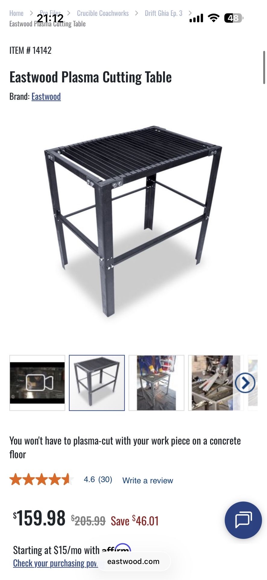 Eastwood Plasma Cutting Table