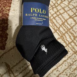 Black With Gray Pony Polo Ralph Lauren  ankle/quarter Crew Socks