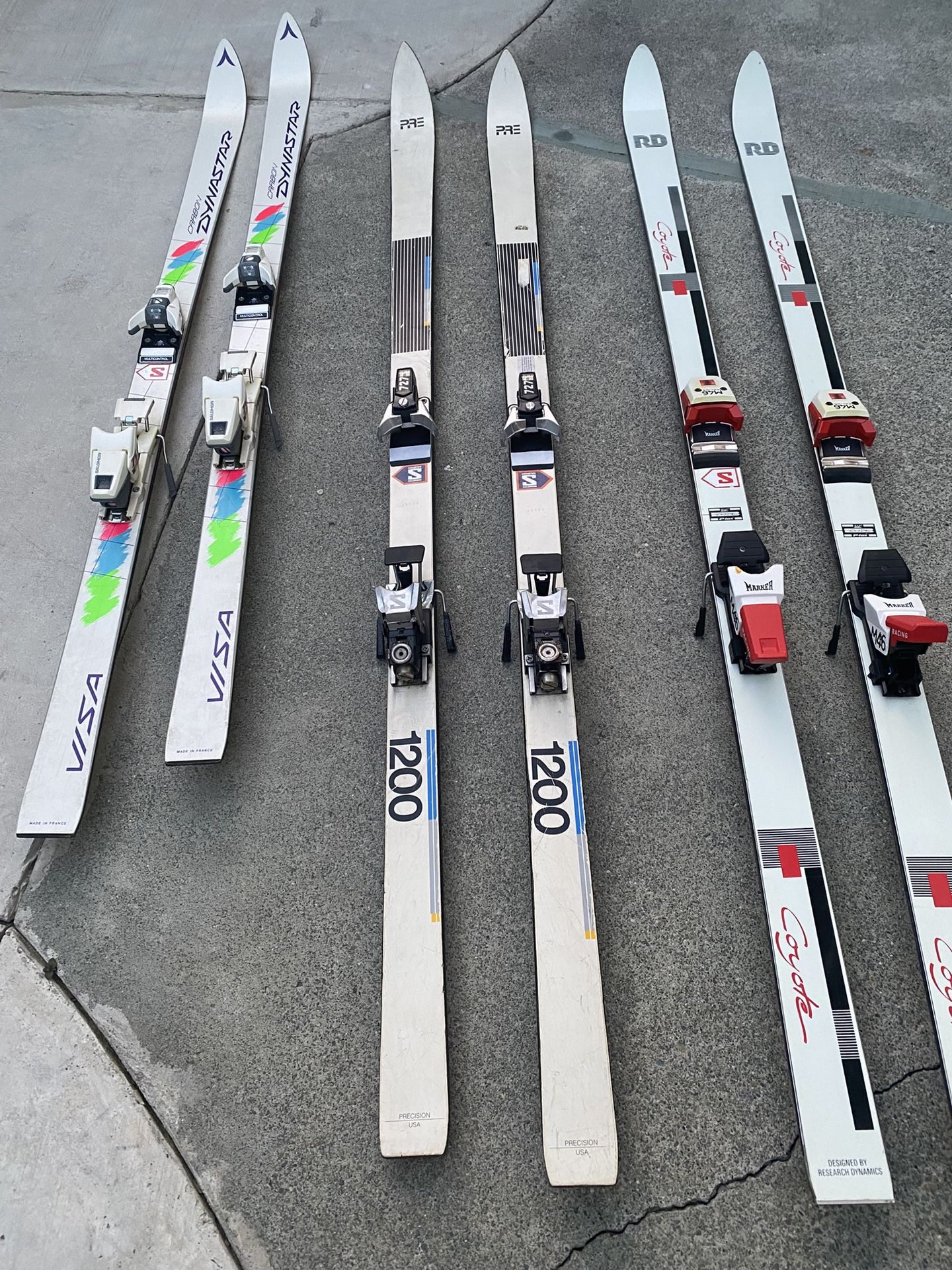 Vintage PRE 1200 Skis w/ Salomon Bindings – Retro Black & White Design