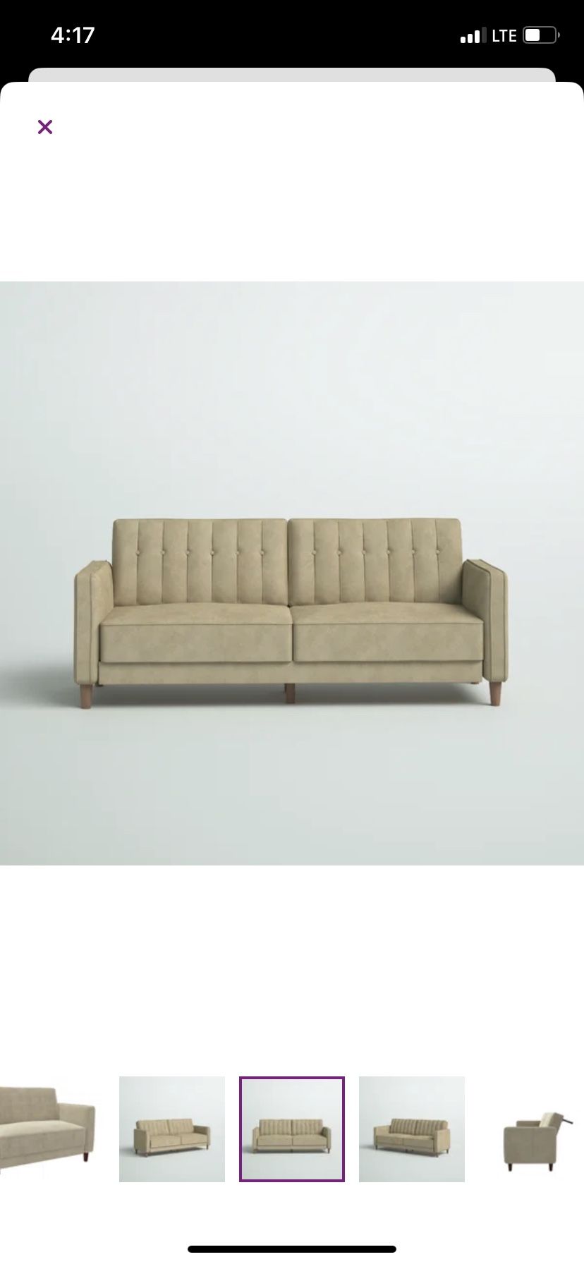 NEW Perdue 81.5” Velvet Square Arm Convertible Sleeper