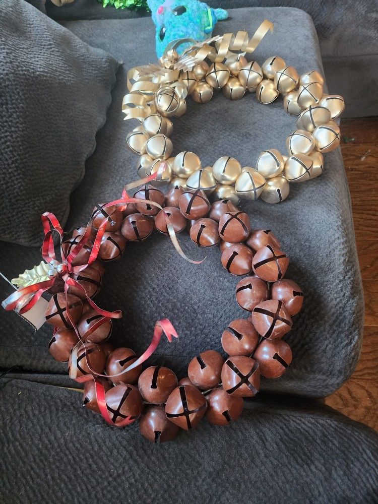 2 Vintage Bell Christmas Wreaths