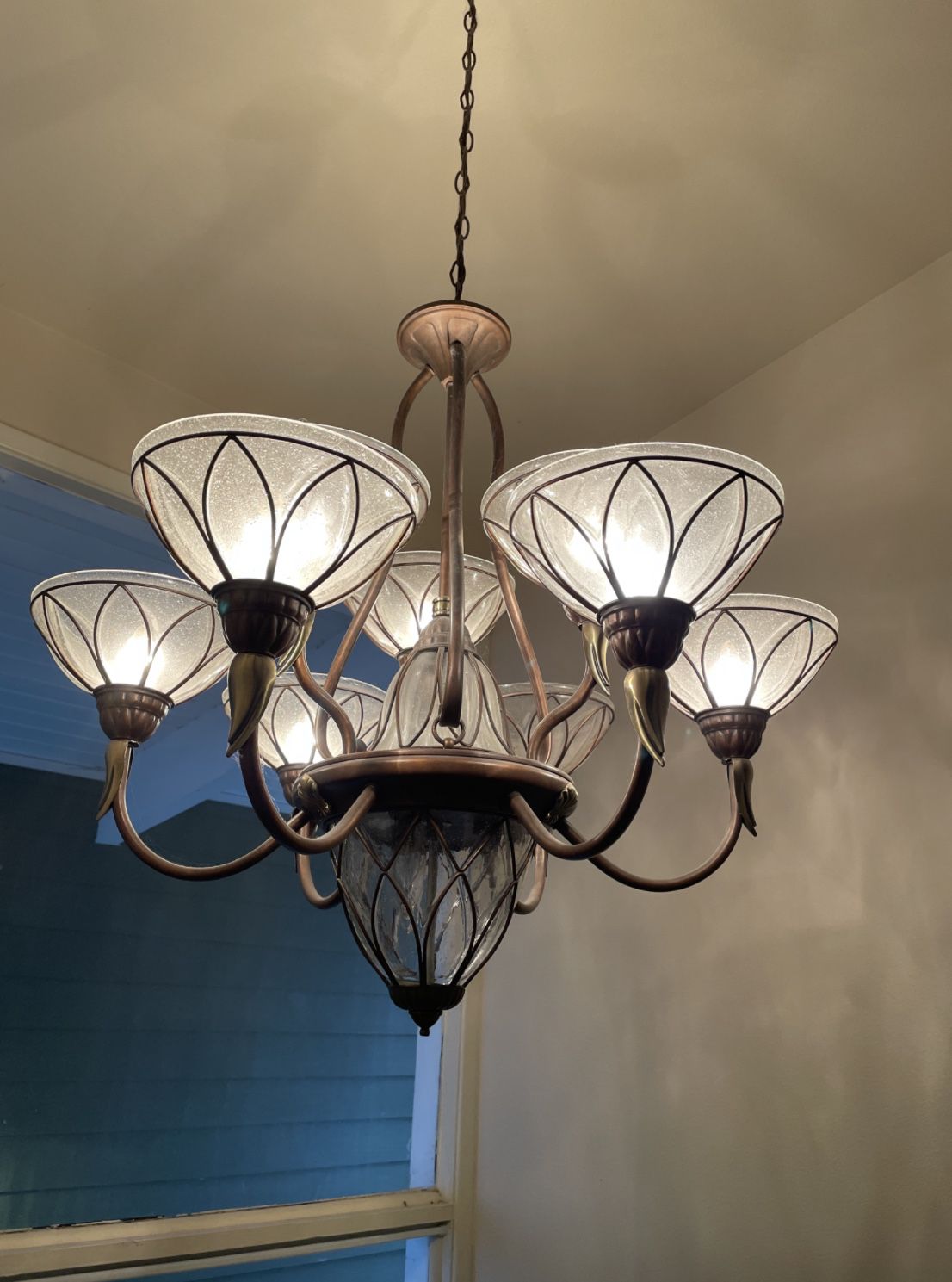  Vintage Chandelier with Extra Glass Globes