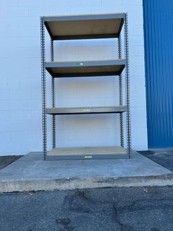 4 Tier Shelving 48 in W x 24 in D American Made Used Heavy Duty Steel Boltless Storage Rack Delivery Available