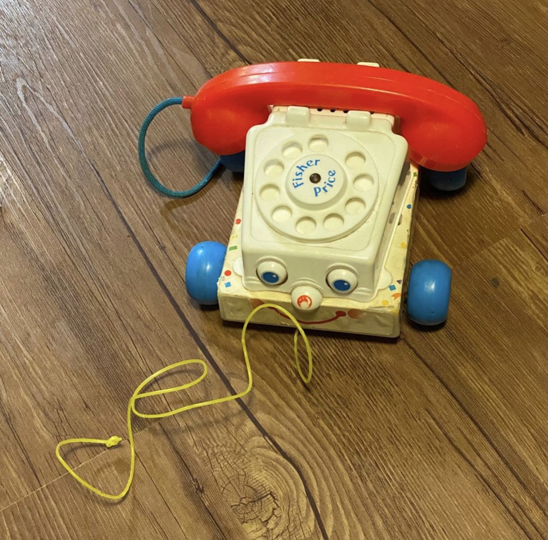 Vintage Fisher Price Chatter Telephone Phone Pull Toy with Moving Eyes 1961